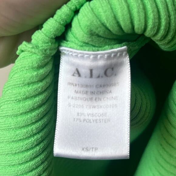 A.L.C. Jamie Ribbed Asymmetrical Midi Skirt in Green Size XS - Picture 4 of 5